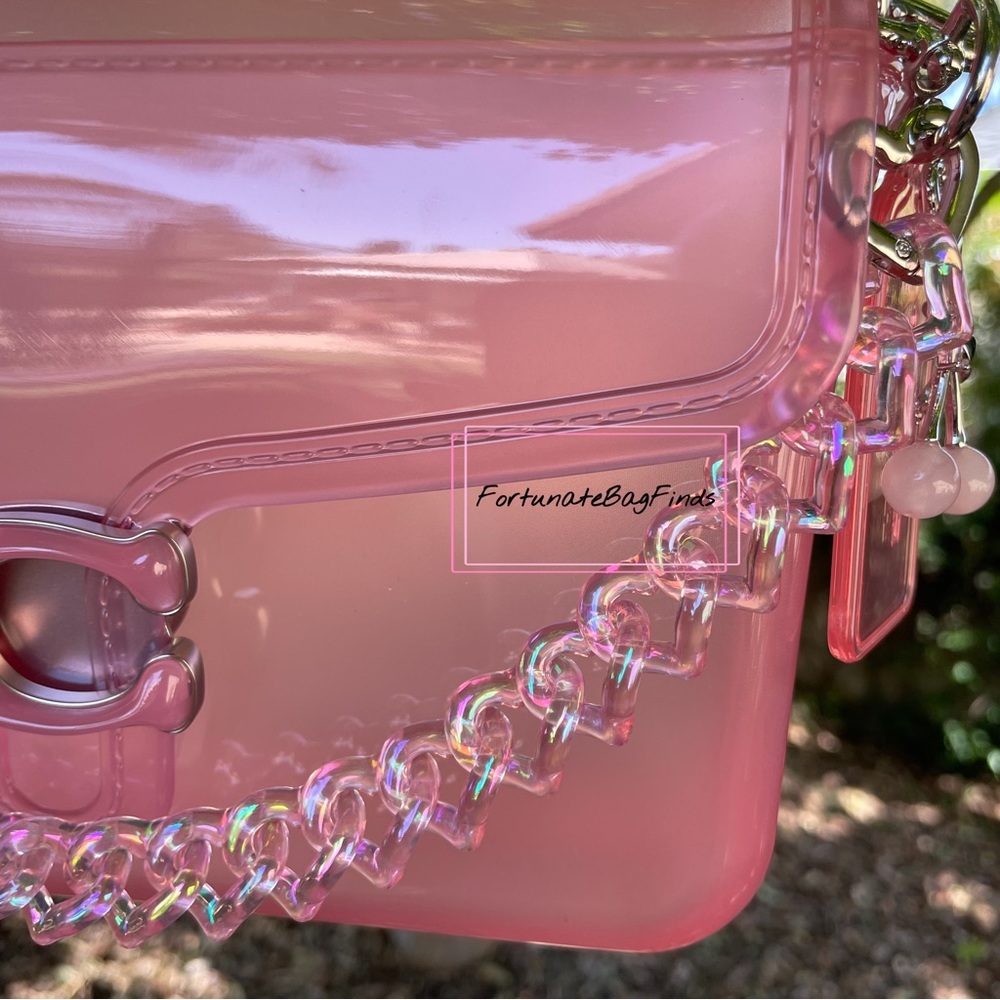 TikTok Famous PINK PASTEL Jelly Triple Hearts Resin Bag Strap Novelty Bag Strap - Picture 6 of 13